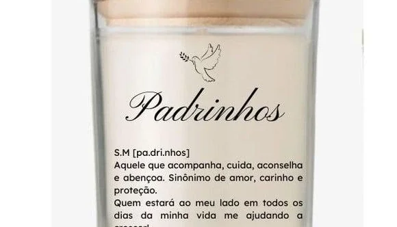 Vela Perfumada Personalizada Padrinhos Batizado 200g