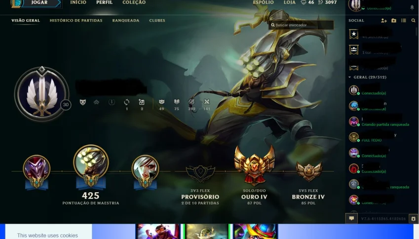 Venda de conta league of legends gold 4 87pdl