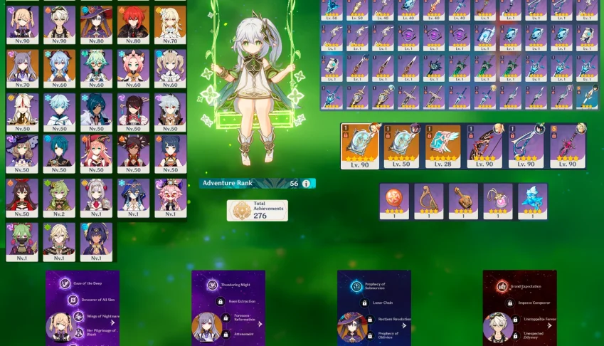 Conta [AR 56, NA] 5* Ganyu/Venti/Xiao/Diluc/Nahida/Zhongli +