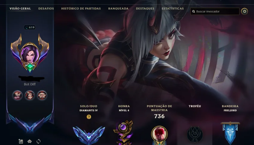 Conta Lol Lv619 Diamante