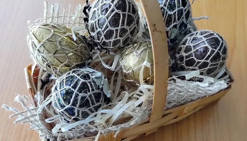 Mini Cesta com 6 Ovos de Codorna