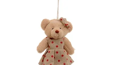 Ursinha com vestido cru de poá (11 cm)