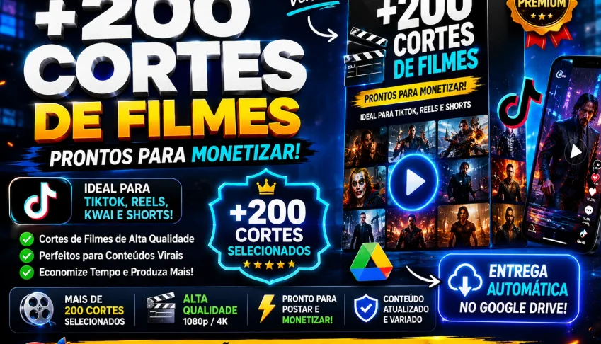 +200 Cortes de Filmes Prontos para TikTok e Reels Viral