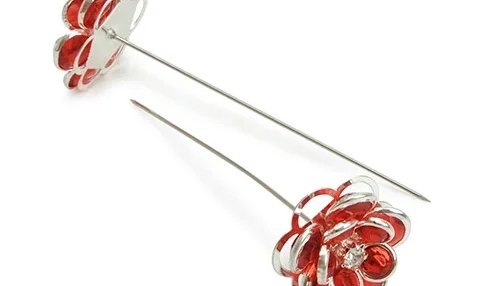Alfinete Flor Vermelha de 7 cm - Caixa com 12