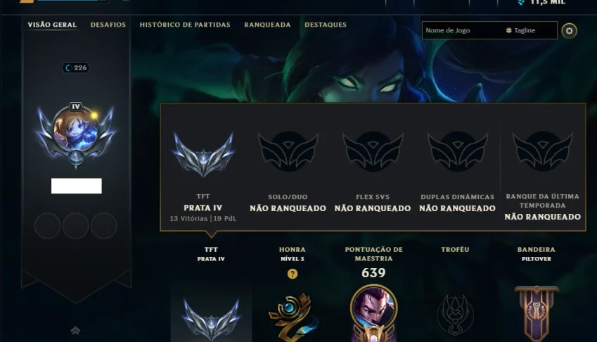 Unranked com TODOS os Champs e 309 Skins ( MID / ADC / JG )