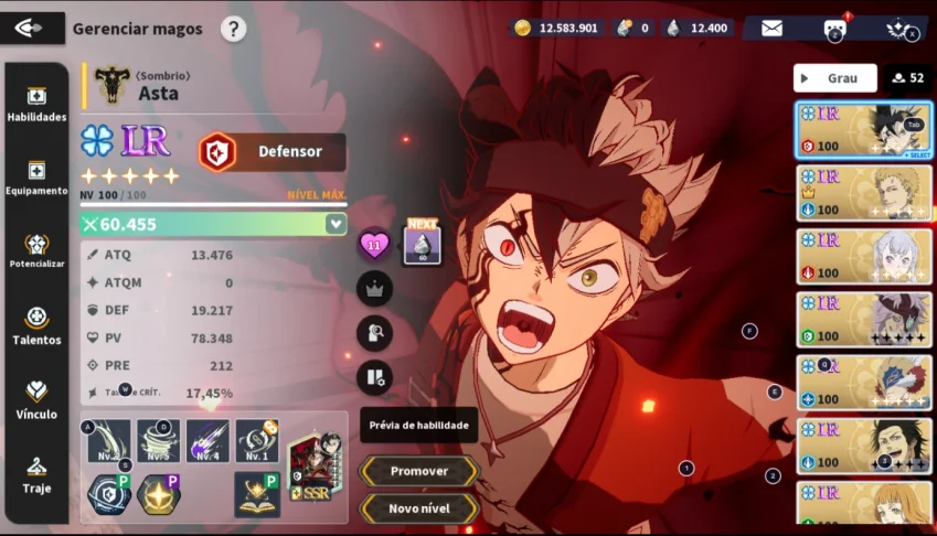 Conta Black Asta 5* + carta 5* /Rei Mago + carta 1* E mais