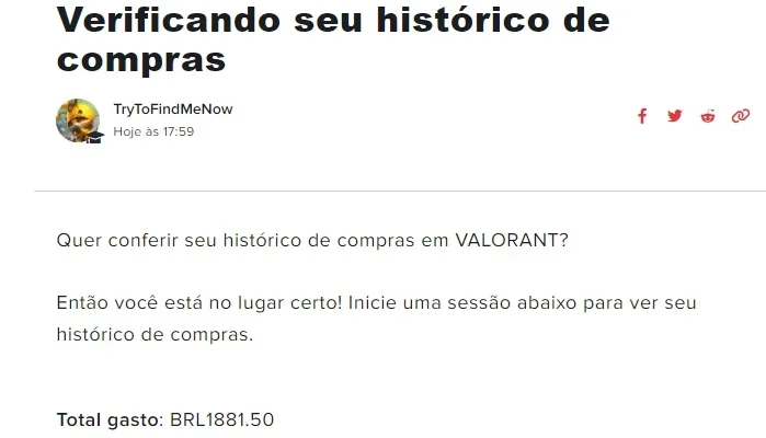 conta valorant imortal com 1881,50 em skins