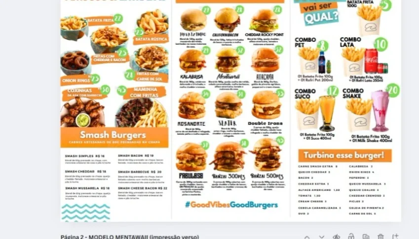 Cardápio Hamburgueria Editável Canva