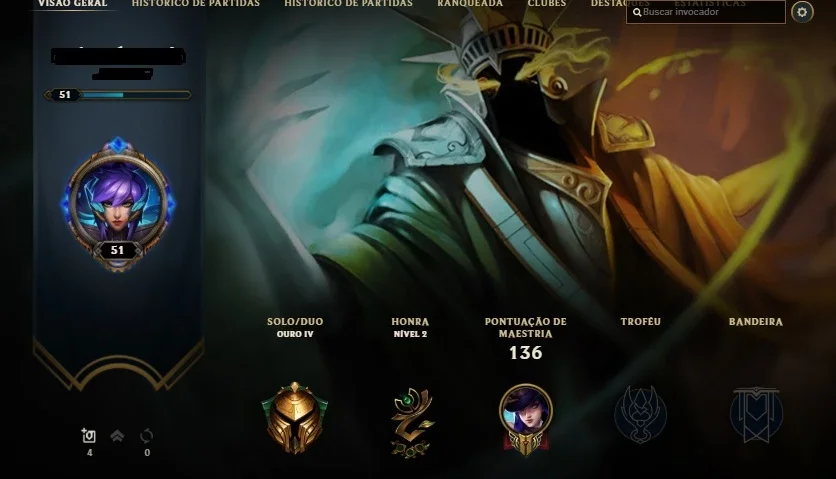 Conta Ouro IV (Smurf com MMR de Platina2)