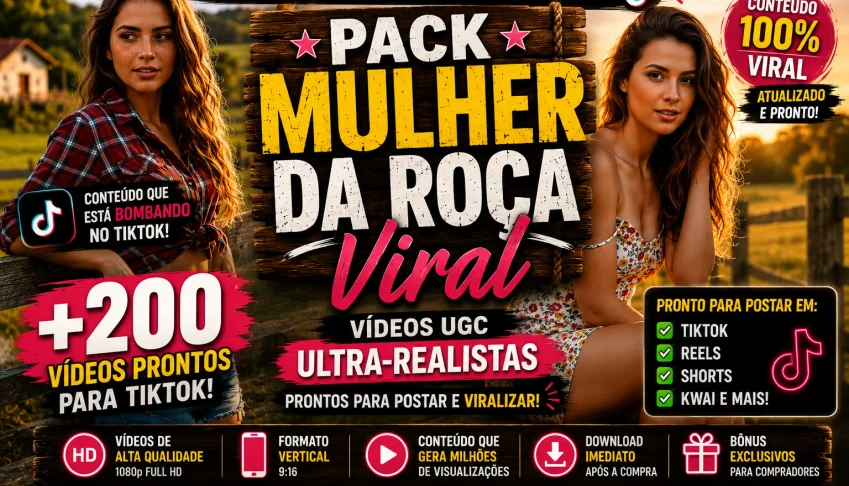 TikTok Mulher da Roça Viral|Pack +200 Vídeos Ultra-Realistas