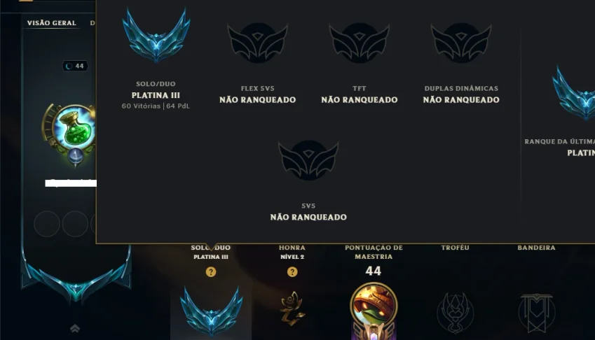 Platina 3 com 35 Champs e 41 Skins