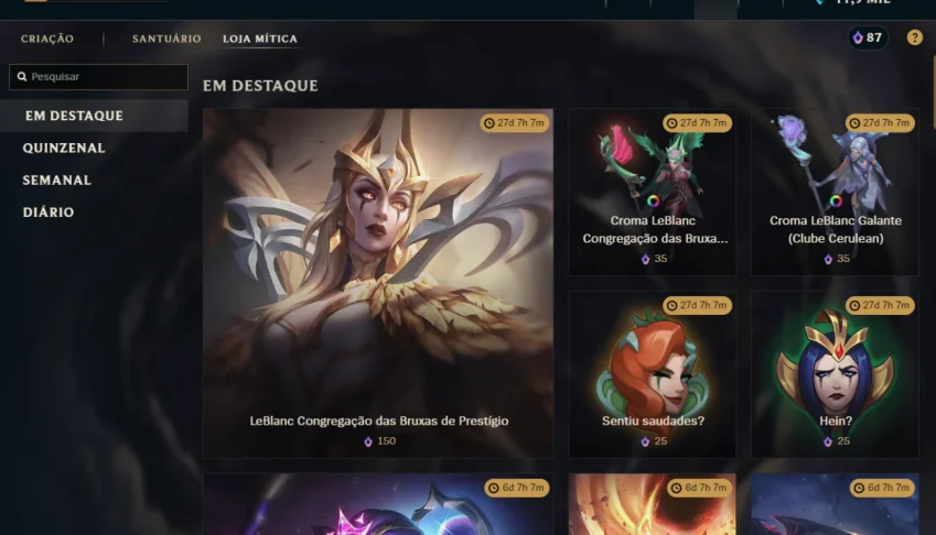 Conta Full LoL - 168 CH | 122 SKINS | HONRA 5 | 443K TK