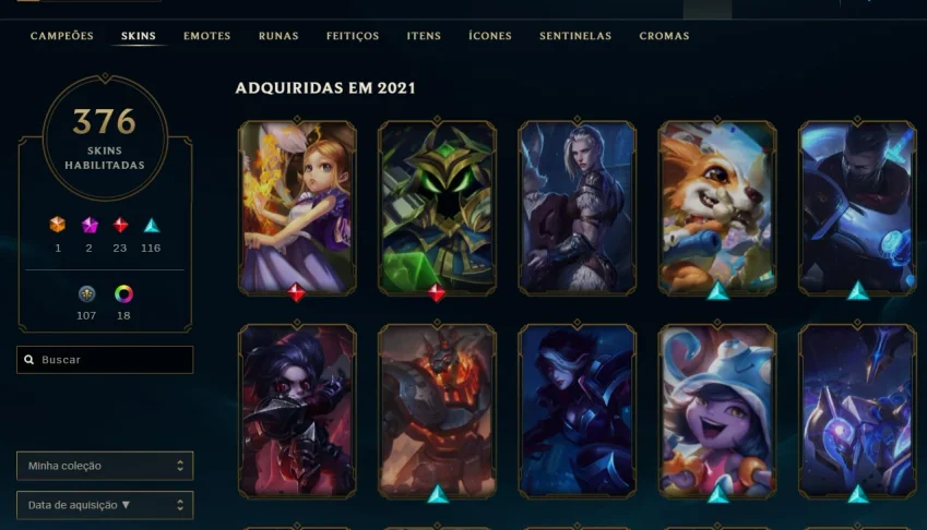 Conta lol platina 3 376 skins