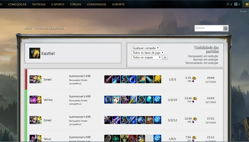 Contas League of Legends Gold com skin lendaria