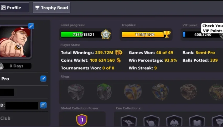 Conta Com 100M Coins 8 Ball Pool