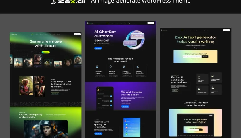 Zex - Tema WordPress para geração de imagens Ai