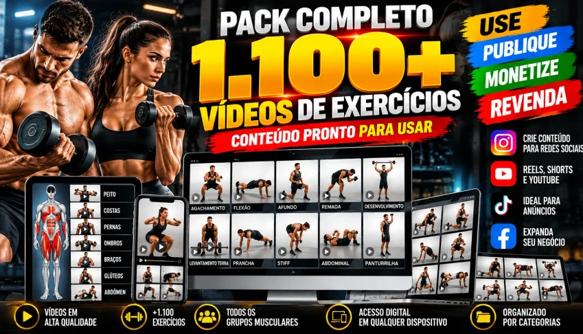 Pack Com 1.100+ Vídeos De Exercícios Fitness