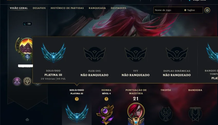 Platina 3 com 35 Champs e 1 Skin
