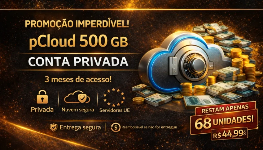 ☁️pCloud 500 GB–Conta Privada–Garantia 30Dias–Trimestral⚡📫