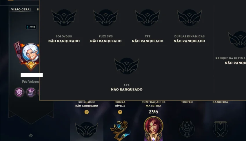 Unranked com 150 Champs e 118 Skins ( MONO SUP )