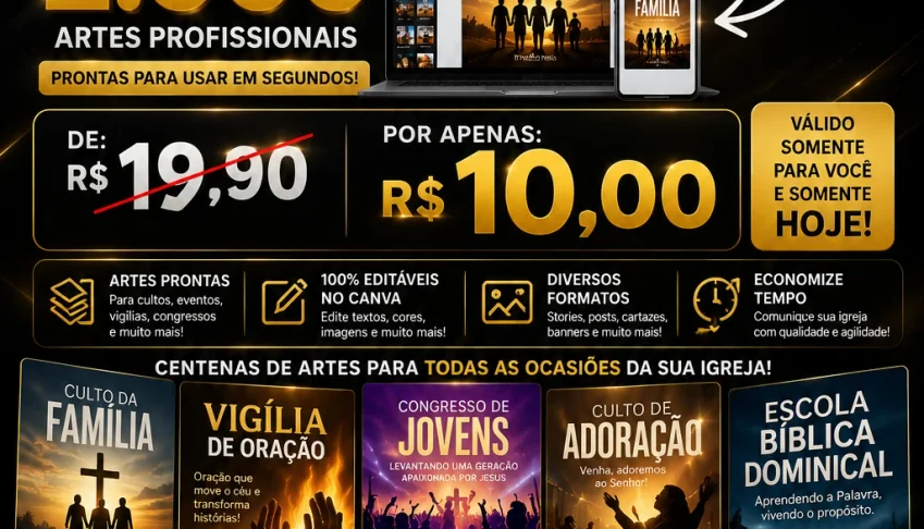 +2.000 Artes Gospel Premium 100% Editáveis No Canva