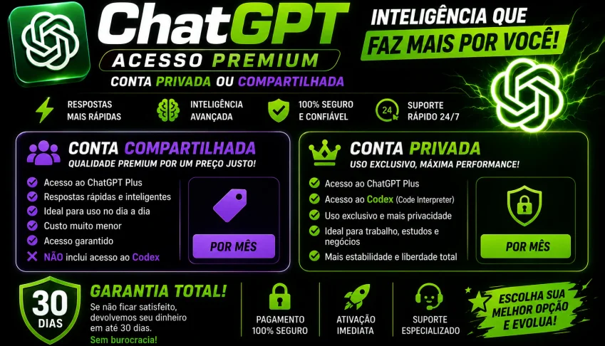 ChatGPT Plus Privado + Codex | Acesso Exclusivo |