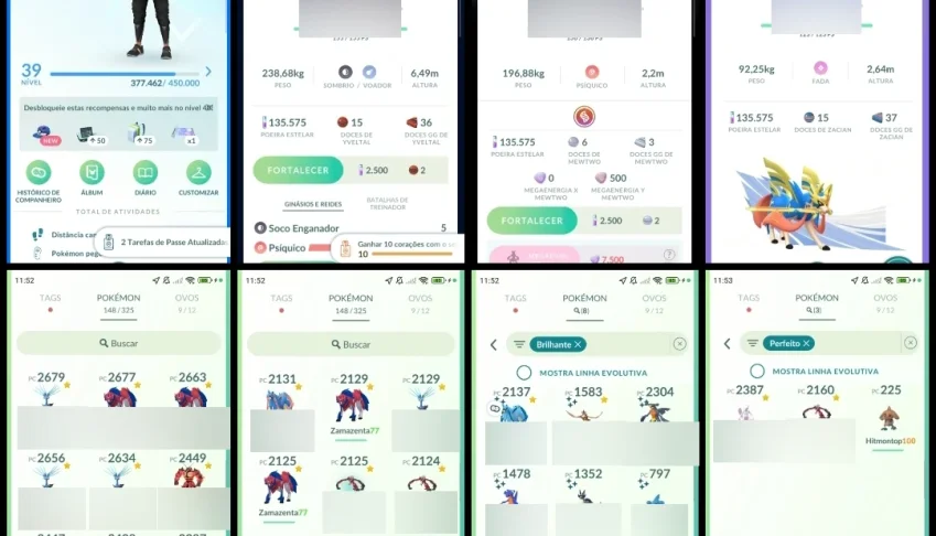 L39 | Mewtwo 100% c/ Fundo | Yveltal 100% | 24 Lendários |