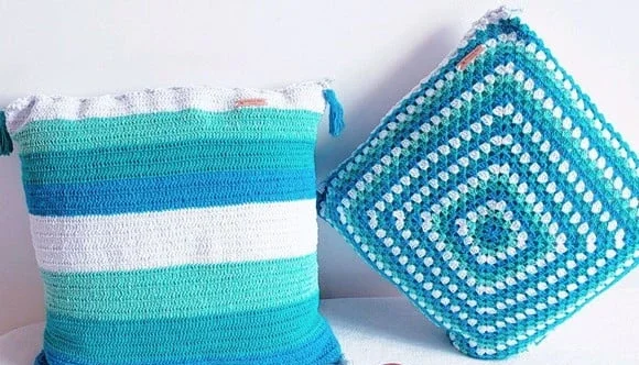 Kit Capa de Almofadas em Crochê Oceano