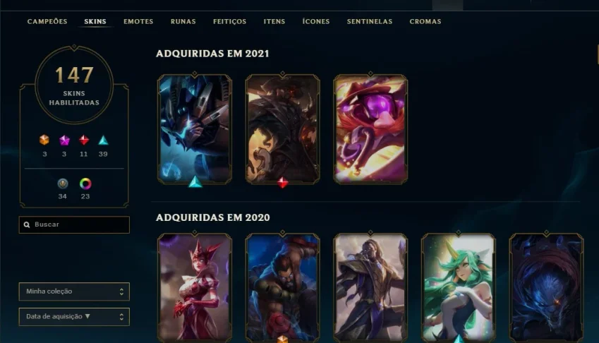 Vendo conta LOL- ELO- GOLD 1 / 147 SKINS + + +