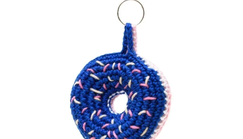 Chaveiro Donut Azul em Amigurumi