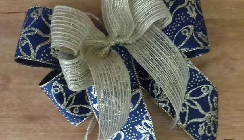 Laço de Natal - Azul Marinho Sinos (20cm)