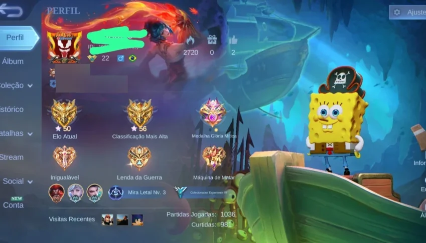 Conta Main Adc glória mitica