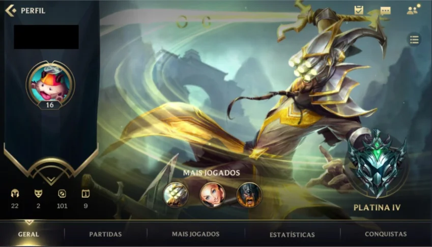 Conta League of Legends Wild Rift Platina IV