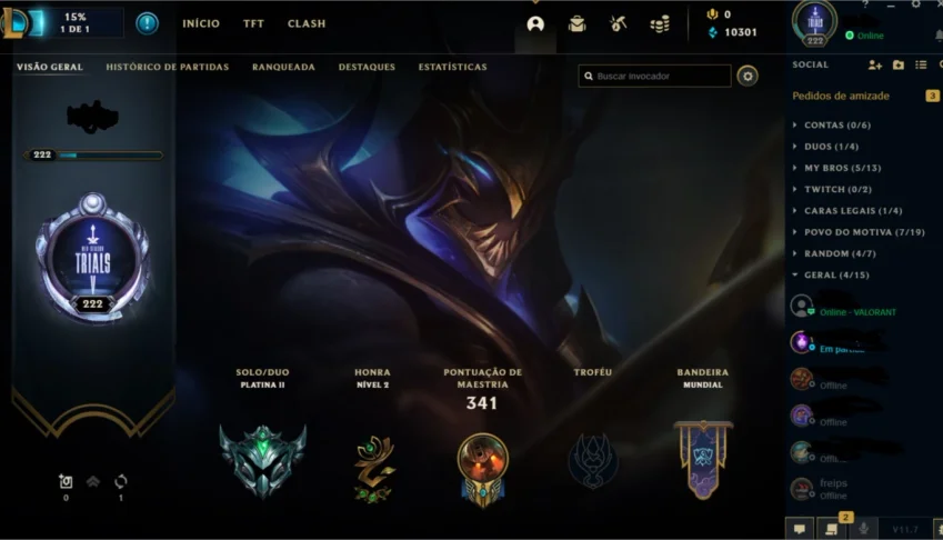 conta lol platina 2, 1200+ reais em skins