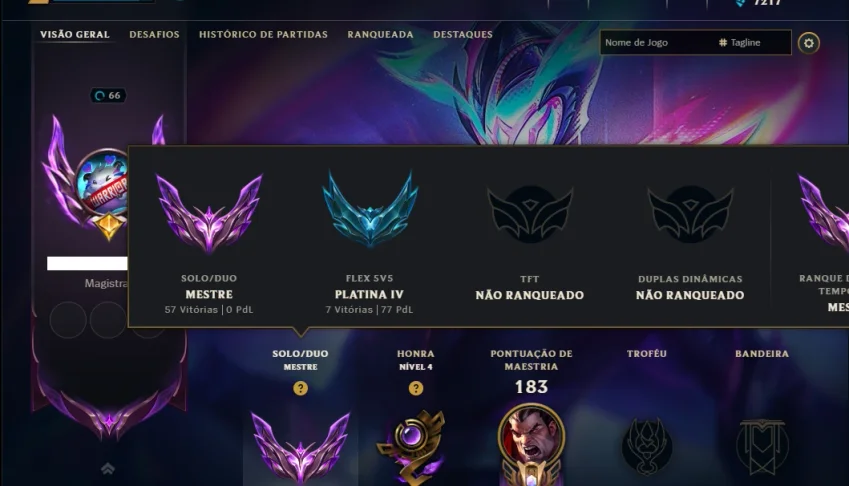 Unranked com 70 Champs e 14 Skins