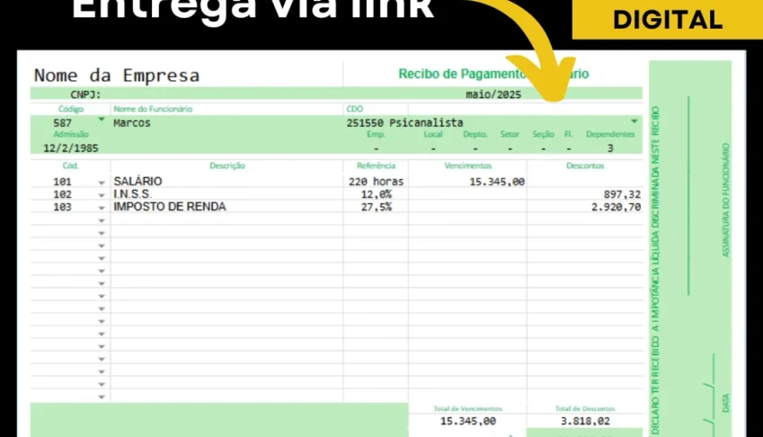 Planilha de Contracheque Editável em Excel e Google Sheets