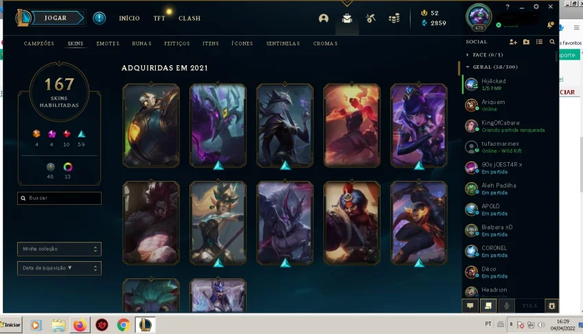 Vendo conta do LOL com 167 skins, sendo 4 ultimates e 4 miti