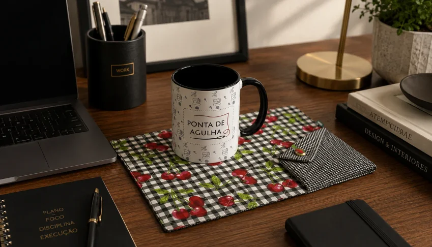 Mug Rug Artesanal de Tecido