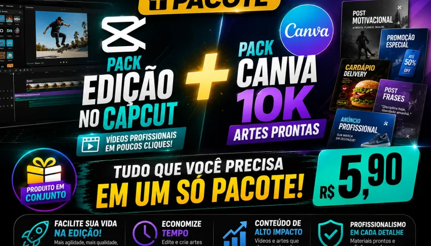 Pacote - Pack Edição No Capcut + Pack Canva
