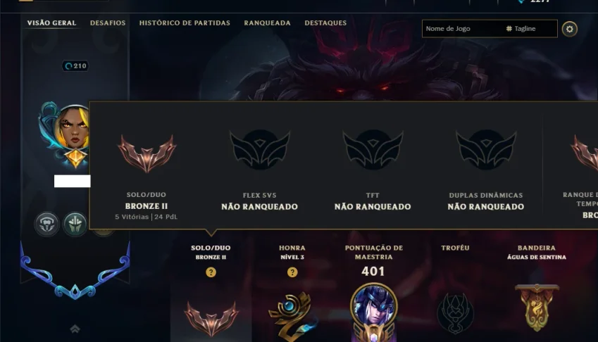 Bronze 2 com TODOS os Champs e 82 Skins ( JG / SUP )