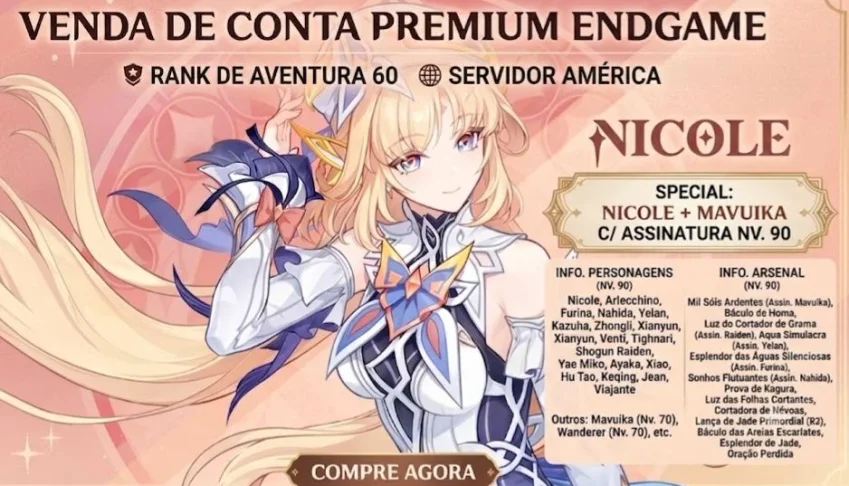 Conta Genshin AR60 America | Nicole + Mavuika | 20+ T5
