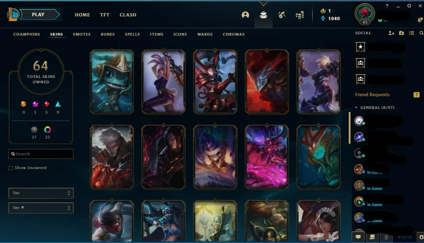 CONTA LOL GOLD 4 /64 SKINS/