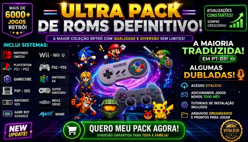 Pack 6000+ Jogos –Maioria Traduzida PT-BR (PS2,Switch,Wii)