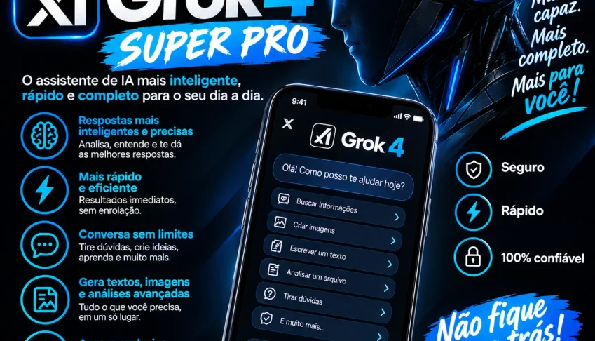 GROK 4 SUPER PRO 30 dias + Bônus Voz e Assistente Anime 5D!