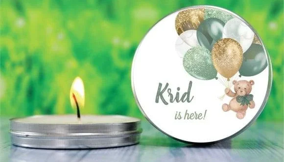 Vela na Lata Personalizada Ursinho Verde Baby