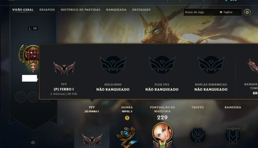 Unranked com 50 Champs e 28 Skins