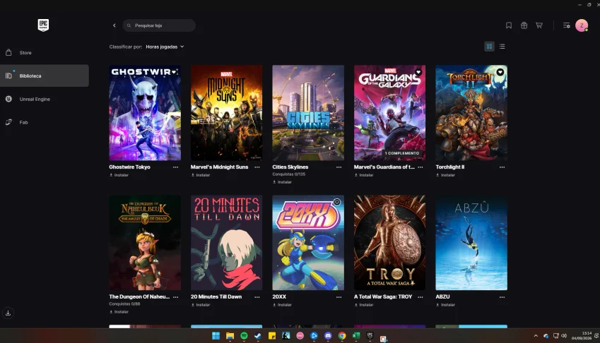 Conta Epic Games com mais de R$9.000,00