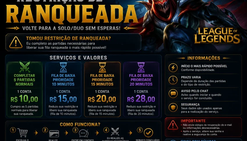 🎮 Remoção De Restrição De Ranqueada — League Of Legends