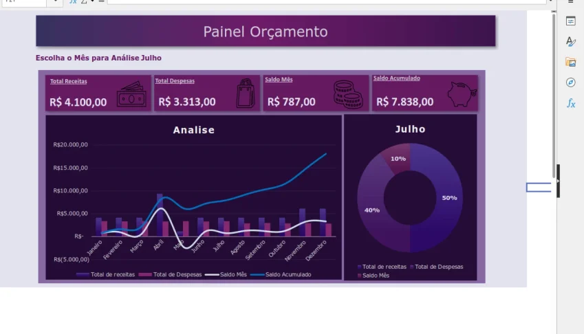 Planilha Excel de Orçamento Doméstico + Dashboard