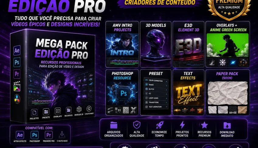 🎬 Mega Pack Para Edição De Vídeo E Design 🎨